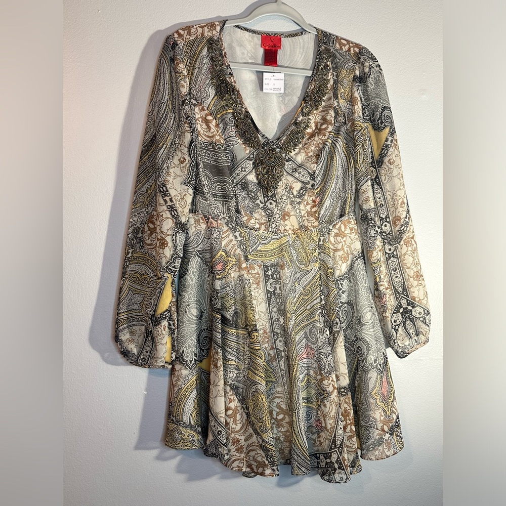 Paisley beaded dress V Christina size small nwt